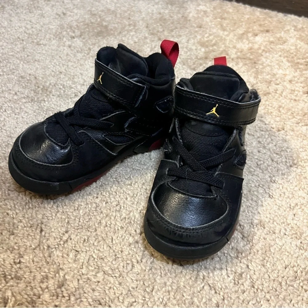 NIKE JORDAN FLIGHT CLUB 91 555330-067 SHOES SIZE 7C TODDLER BLACK RED SNEAKERS